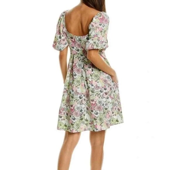 NWT BCBGeneration Color Garden Puff Sleeve Cottagecore Mini Dress, Size 2 - Picture 3 of 11